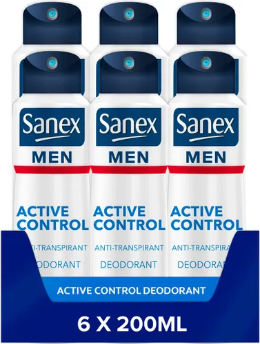 Sanex Men Active Control Deodorant Anti-Transpirant Spray 6 x 200ml - Voordeelverpakking
