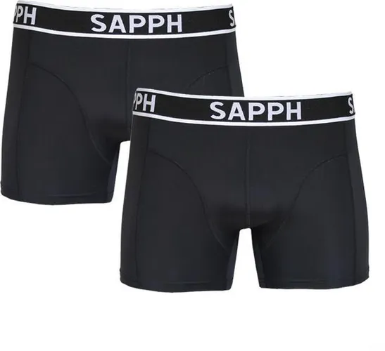 Sapph Boxershort Heren - Basic- Microvezel - 2pack - Zwart
