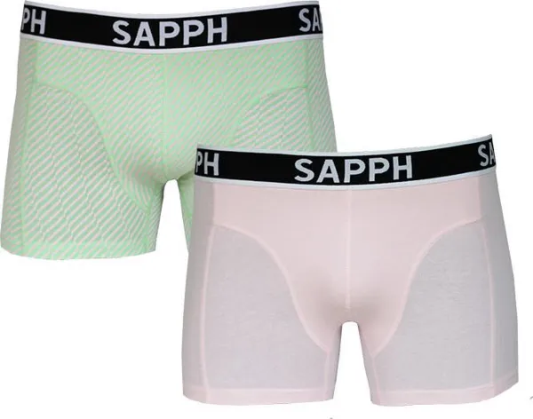 Sapph Boxershort Heren - Liam - Katoen - 2pack - Mint/Roze