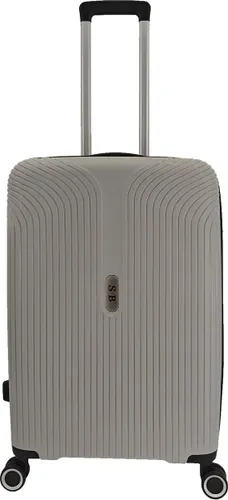 SB Travelbags Bagage koffer 65cm 4 dubbele wielen trolley - Licht Grijs - TSA slot