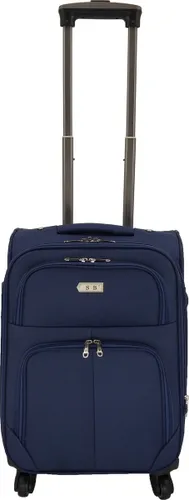 SB Travelbags Handbagage stoffen koffer 55cm 4 wielen trolley - Blauw