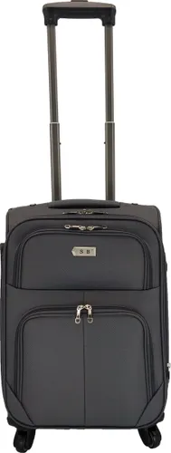 SB Travelbags Handbagage stoffen koffer 55cm 4 wielen trolley - Grijs