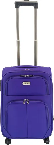SB Travelbags Handbagage stoffen koffer 55cm 4 wielen trolley - Paars