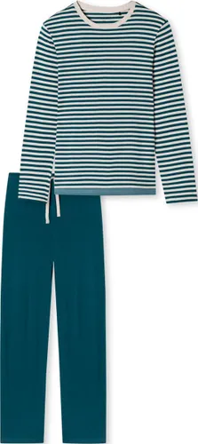 SCHIESSER Casual Nightwear pyjamaset - heren pyjama lang organic cotton strepen jeans blauw