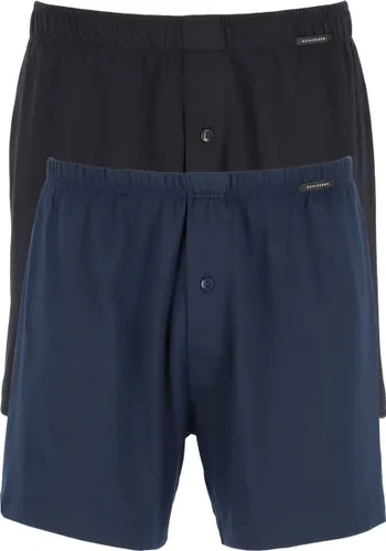 SCHIESSER Cotton Essentials boxershorts wijd (2-pack) - tricot - zwart en donkerblauw