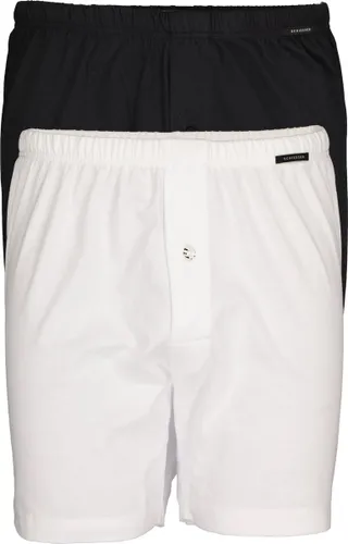 SCHIESSER Cotton Essentials boxershorts wijd (2-pack) - tricot - zwart en wit