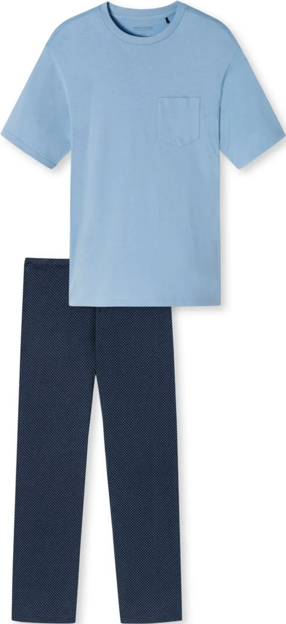 SCHIESSER Essentials Nightwear pyjamaset - heren pyjama lange mouwen borstzakje cirkels air