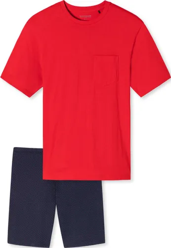 SCHIESSER Essentials Nightwear shortamaset - heren shortama borstzak cirkels rood