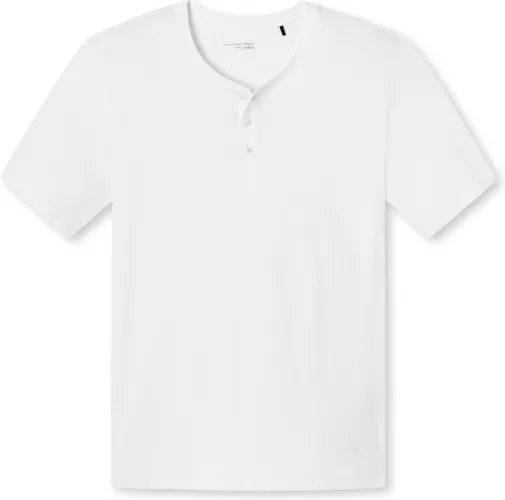 SCHIESSER Mix+Relax T-shirt - korte mouw O-hals met knoopjes - wit