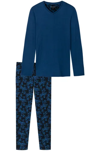 Schiesser pyjama geprint katoen donkerblauw