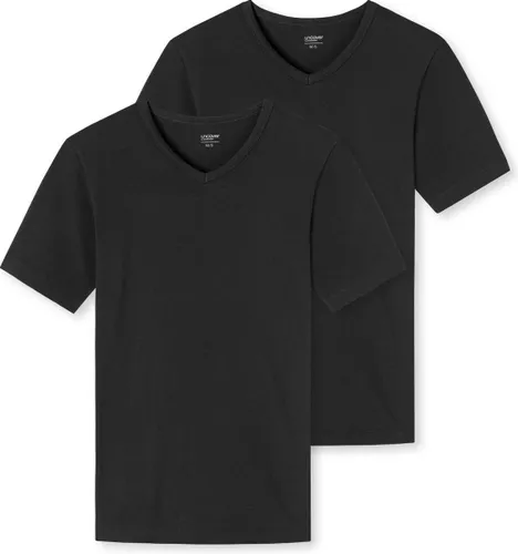 Schiesser Uncover Heren T-Shirt - Zwart - V Hals- 2Pack