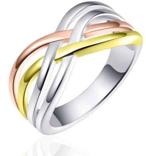 Schitterende Zilveren Ring Gevlochten Rose Goud 17.25 mm. (maat 54) model 172
