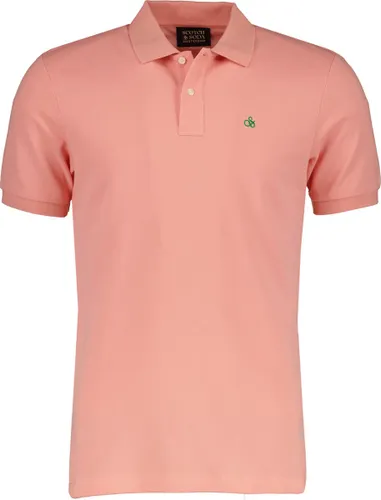 Scotch and Soda - Pique Polo Flamingo Roze - Slim-fit - Heren Poloshirt
