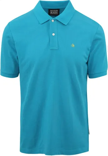 Scotch and Soda - Pique Polo Turquoise - Slim-fit - Heren Poloshirt