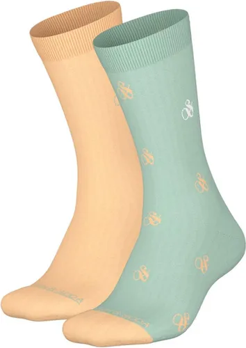 Scotch & Soda Ampersand Classic Sock (2-pack) - heren sokken - groen - oranje