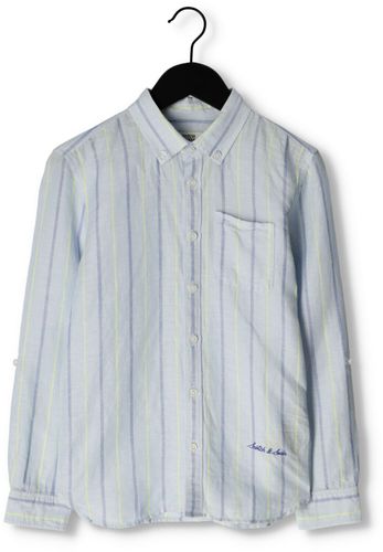 Scotch & Soda Casual overhemd Yarn Dyed Long Sleeve Linen Shirt Blauw/wit gestreept Jongens