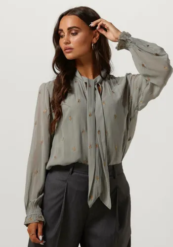 SCOTCH & SODA Dames Blouses Embroidered Top With Tie Neck - Grijs
