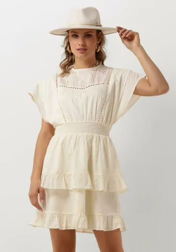SCOTCH & SODA Dames Kleedjes Mini Dress With Broderie Anglaise - Gebroken Wit