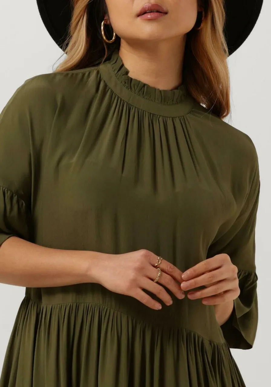 SCOTCH & SODA Dames Kleedjes Short Dress With Ruffle Sleeve Detail - Groen