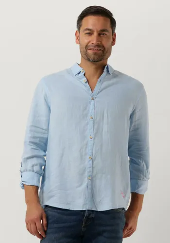 SCOTCH & SODA Heren Hemden Regular-fit Linen Shirt With Sleeve Roll-up - Lichtblauw