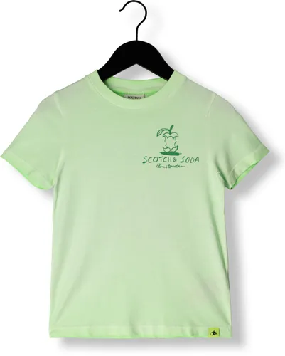 SCOTCH & SODA Jongens Polo's & T-shirts Regular Fit Short Sleeved Washed Artwork - Groen