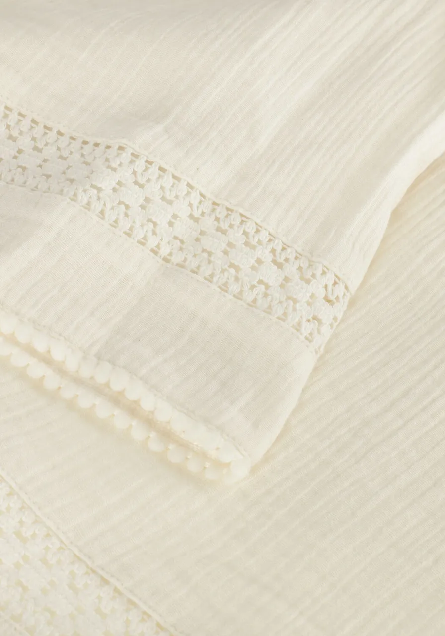 SCOTCH & SODA Meisjes Rokken Lace Detail Crinkle Cotton Mini Skirt - Wit