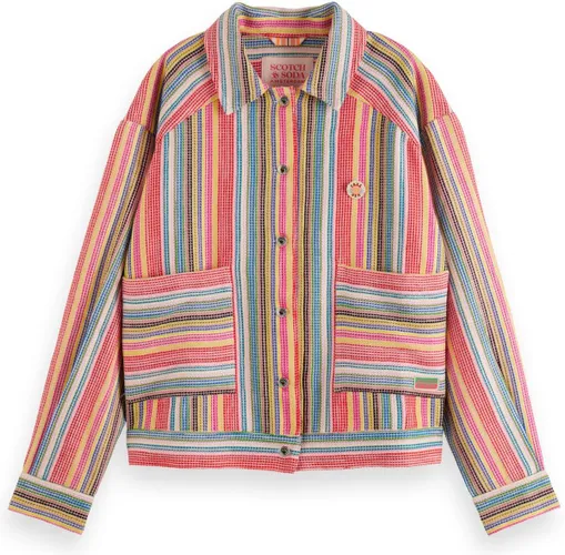 Scotch & Soda Short trucker jacket in multi colour stripe Dames Jas