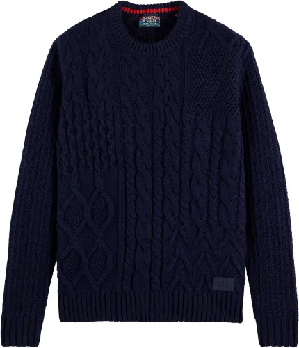 Scotch & Soda Wool-blend structure knit sweater navy
