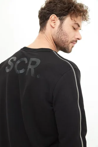 SCR. Tedo - Sweater Heren - Zwarte Trui voor Heren - Met Rits - Zwart