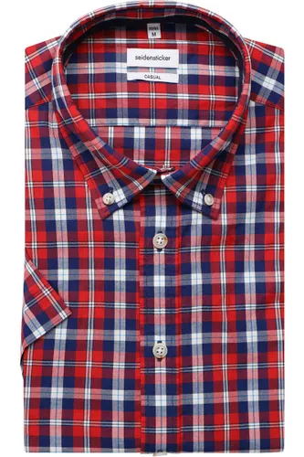 Seidensticker Casual Regular Fit Overhemd Korte mouw blauw/rood