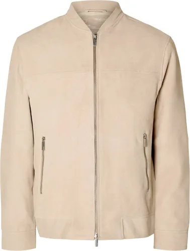 Selected - Heren Jas zomer Mike Goat Suede Bomber Jacket Incense - Beige