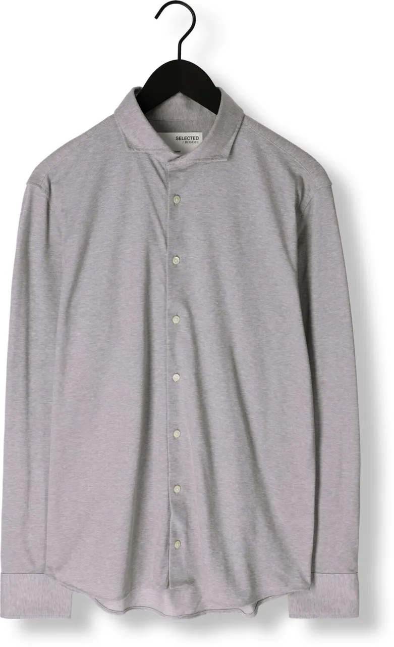 SELECTED HOMME Heren Hemden Slhslimbond-pique Knit-shirt Ls B - Beige