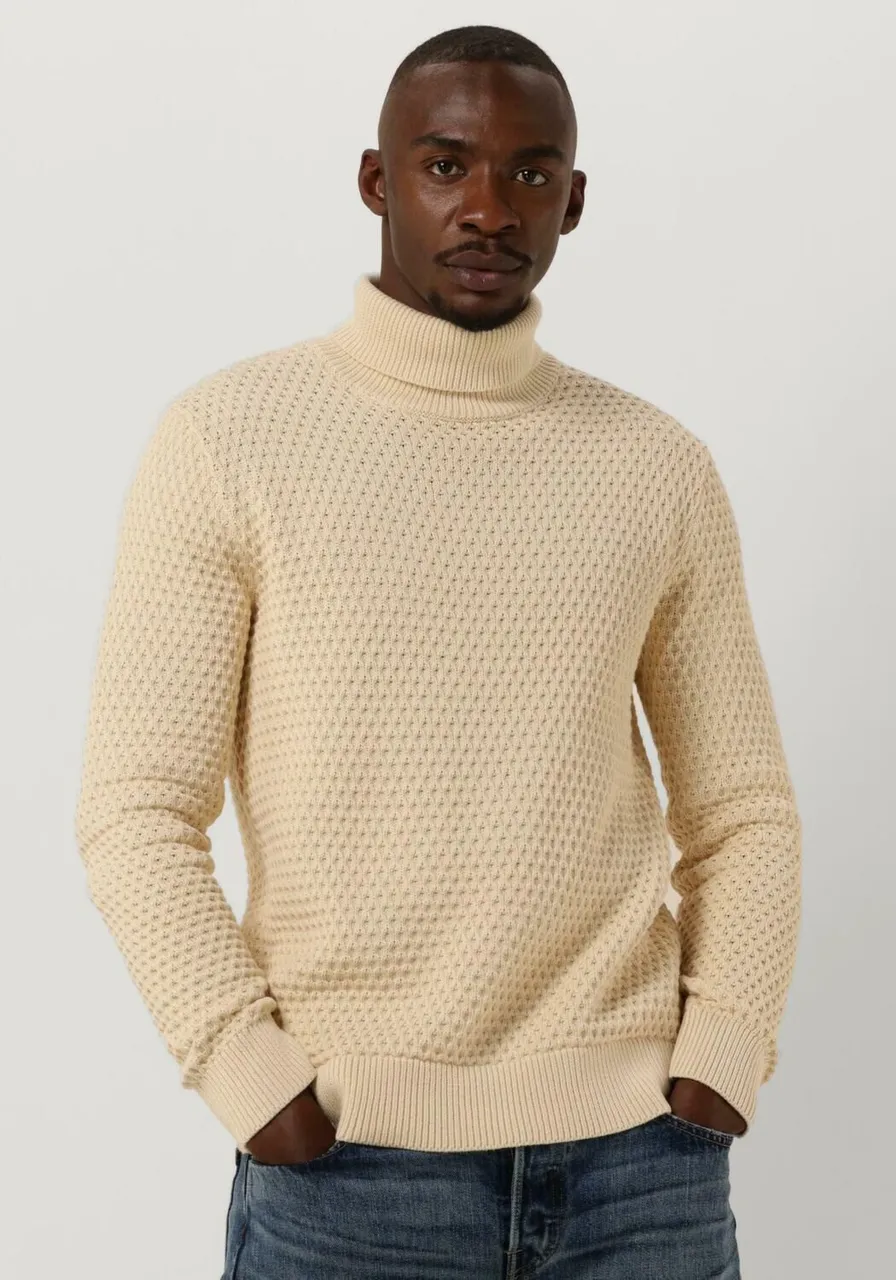 SELECTED HOMME Heren Truien & Vesten Remy Ls Knit All Stu Roll Neck W Camp - Creme