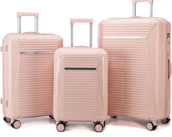 Senella Luxe kofferset - 3-delige kofferset - Reiskoffer met wielen - ABS kofferset - Hardcase kofferset - TSA slot - Luxe design - Beige