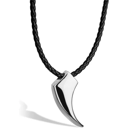 SERASAR Lederen Halsband Man [Wolf] - Zilver 60cm - Premium Sieraden