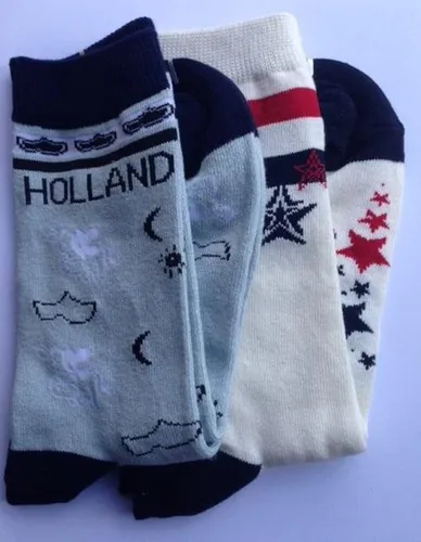 Set van 2 paar Holland Souvenir sokken - 1 paar blauw en 1 paar roomwit