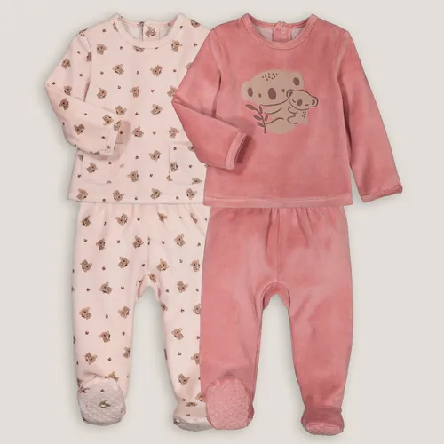 Set van 2 pyjama's in fluweel, 2-delig, koala motief