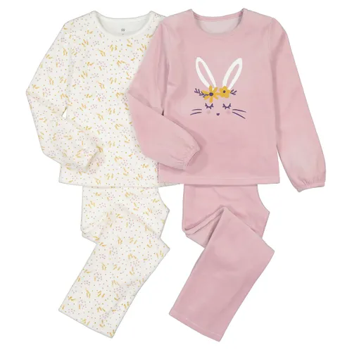 Set van 2 pyjama's in fluweel, konijn motief