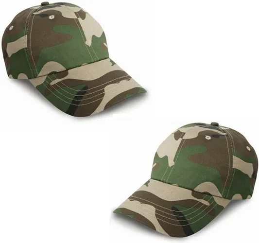 Set van 2x stuks camouflage baseballcaps petjes voor volwassenen - groene legercaps