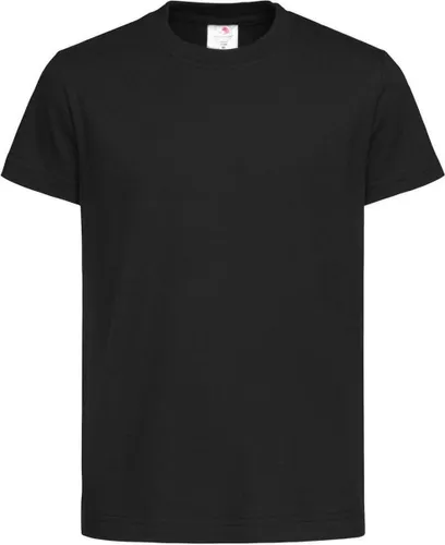 Set van 2x stuks zwarte kinder t-shirts 100% katoen - Kinderkleding basics, maat: 122-128 (S)