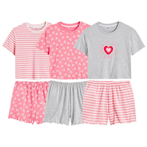Set van 3 pyjashorts in katoen met hartenprint