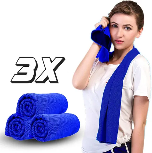 Set van 3 - Verkoelende Sporthanddoek - Handdoek - Donker Blauw - Microvezel - Gym - Fitness – Handdoek - Yoga – Reizen – Hardlopen – Hardloop – Handd...