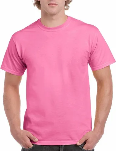 Set van 5x stuks roze katoenen shirts voor volwassenen/heren - Midden roze - 100% katoen - 200 grams kwaliteit, maat: XL (42/54)