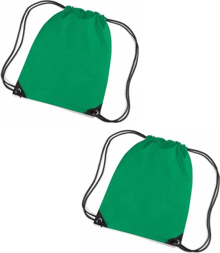Set van 6x stuks grasgroene Nylon sport/zwembad gymtas/ gymtasje met rijgkoord 45 x 34 cm - Kinder tasjes