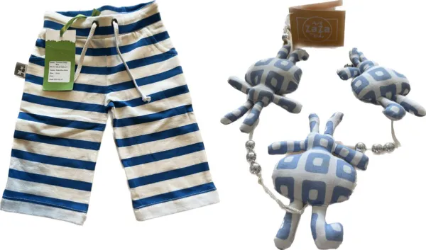 Setje - Billy Lilly - Babykleding - lange broek - gestreept - blauw/wit- meisjes + boxemobiel - blauw 3
