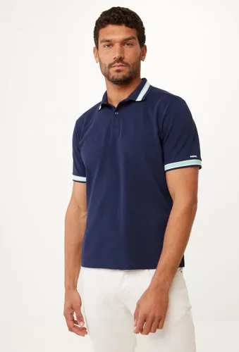 Short Sleeve Piqué Polo With Yarn Dye Tipping Mannen - Navy