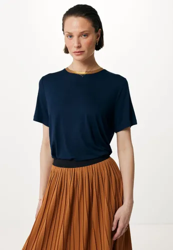 Short Sleeve Tee With Foil Coated Neckline Dames - Navy