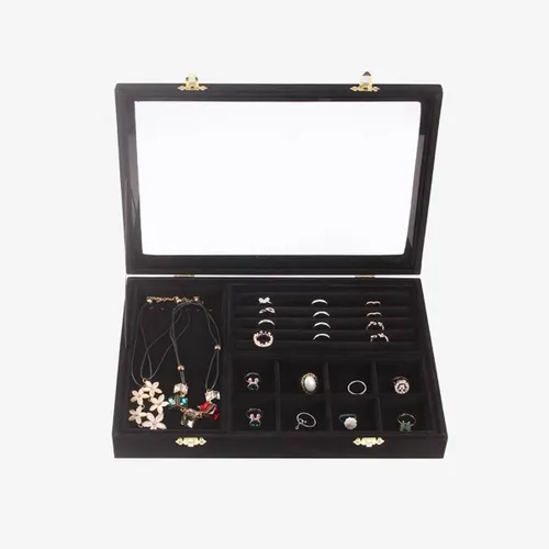 Sieradendoos Joya  | Velvet | Zwart |  3 Lades | Sieradenorganizer | Jewellery organizer | Jewelery organizer | Jewellery box | Jewelery box | Sierade...
