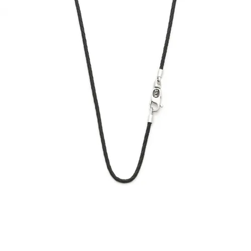 SILK Jewellery - Zilveren Ketting - Roots - 179BLK.50 - zwart leer - Maat 50