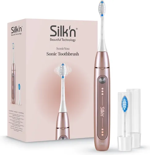 Silk'n SonicYou Elektrische Tandenborstel Geschenkset - met 2 opzetborstels en 2 beschermkapjes - Roze